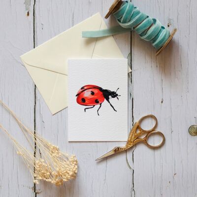 Mini Ladybird Acuarela Tarjeta de Felicitación Sostenible
