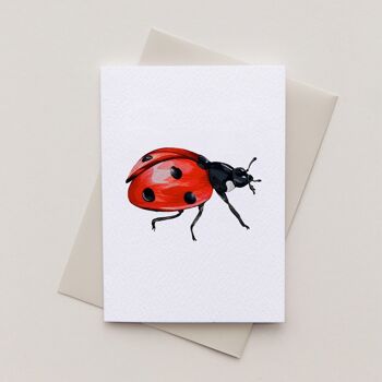 Mini carte de voeux durable aquarelle coccinelle 2