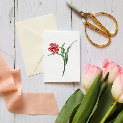 Mini carte de voeux durable aquarelle tulipe