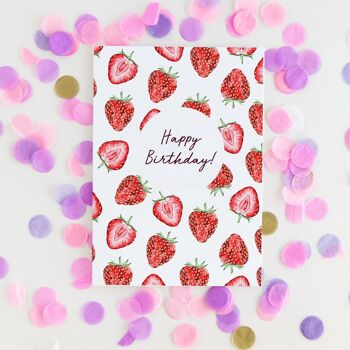 Carte de voeux joyeux anniversaire fraise 1