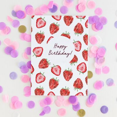 Feliz cumpleaños fresa tarjeta de felicitación