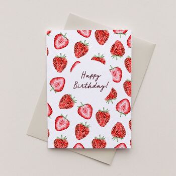 Carte de voeux joyeux anniversaire fraise 2