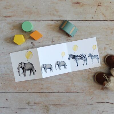 Baby-Elefant-Ziehharmonika-Gelb-Gruß-Karte