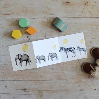 Carte de voeux jaune bébé éléphant concertina 1