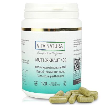 Partenio 400 mg capsule vegetali 120 pezzi Un rimedio erboristico provato e testato con una lunga tradizione e MSM aggiuntivo