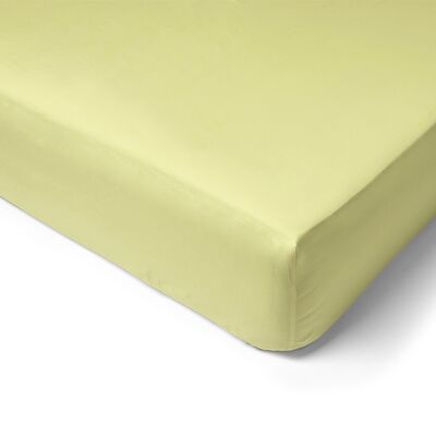 Drap Housse 160x200 cm bonnet 35 cm 100 % coton 57 fils, Jaune Safran