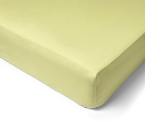 Drap housse Percale de Coton 80 Fils - 180x200 - Bonnet de 40cm - anis