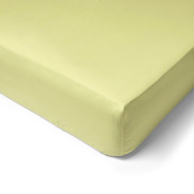 Fitted sheet 50% cotton percale 50% polyester - 80 thread count - cap 28cm - 120x190 - anise