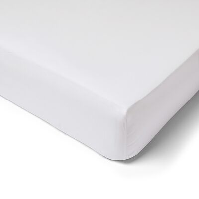 80 thread count cotton percale fitted sheet 50 cm cap (King size / Queen size) - 200x200 - 50cm cap - White