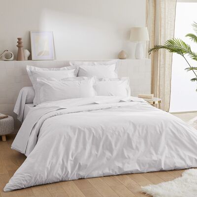 Flat sheet + 2 percale pillowcases & elegance cotton satin facing-240x300-White