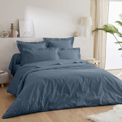 Lot de 2 Taies d'oreiller unies Percale de Coton 80 fils - 50x70 - bleu lagon