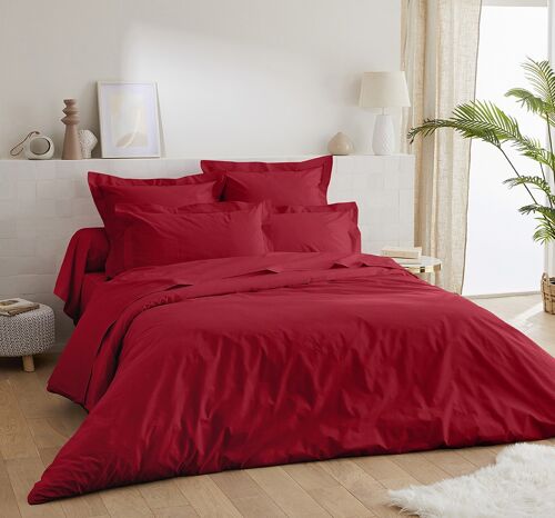 Housse de couette percale de coton 80 fils - 220x240 - bordeaux