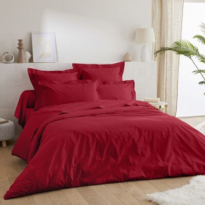 Set of 2 Plain Cotton Percale Pillowcases 80 Thread Count - 65x65 - burgundy