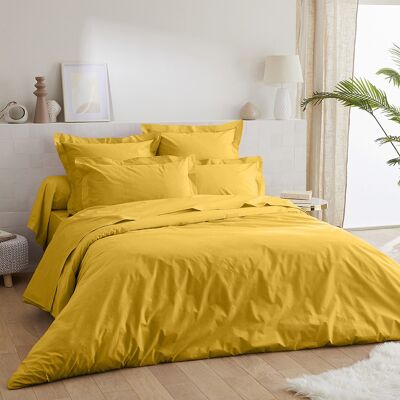 Lot de 2 Taies d'oreiller unies Percale de Coton 80 fils - 50x70 - curry