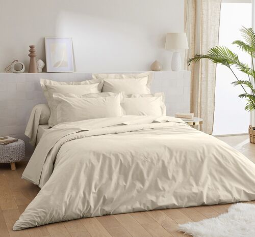 Housse de couette unie 50% percale de coton 50% polyester - 80 fils - 240x260 - ecru