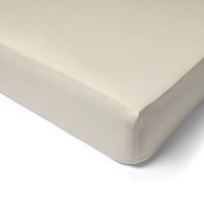 Drap housse Percale de Coton 80 Fils pour lit queen size - 160x200 - Bonnet de 50cm - ecru