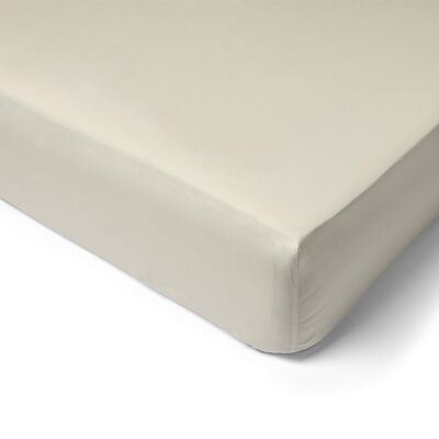 80 Thread Count Cotton Percale fitted sheet for king size bed - 180x200 - 50cm cap - ecru