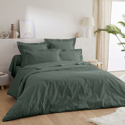 Lot de 2 Taies d'oreiller unies Percale de Coton 80 fils - 65x65 - vert emeraude