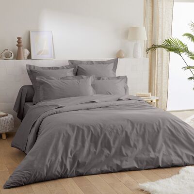 80 thread count cotton percale duvet cover - 220x240 - light gray