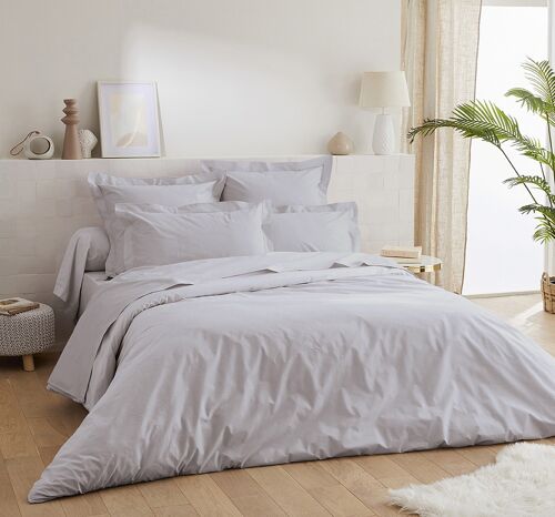 Housse de couette percale de coton 80 fils - 200x200 - gris clair