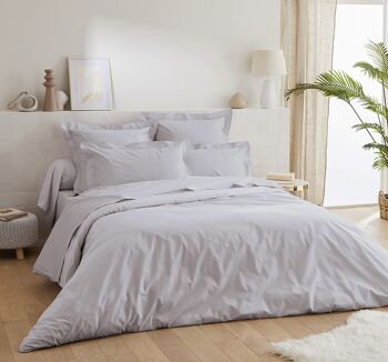 Drap housse Percale de Coton 80 Fils - 80x200 - Bonnet de 30cm - gris clair 2