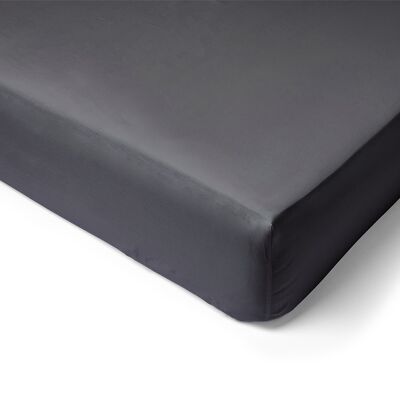 80 Thread Count Cotton Percale Fitted Sheet - 140x190 - 40cm Cap - dark gray