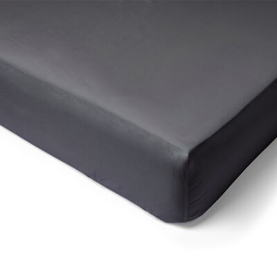 Lenzuolo con angoli in cotone percalle 80 fili per letto king size - 180x200 - berretto 50 cm - grigio scuro