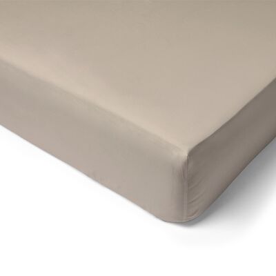 80 Thread Count Cotton Percale Fitted Sheet - 160x200 - 40cm cap - mastic