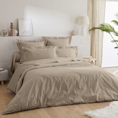 Set of 2 plain cotton percale pillowcases 80 thread count - 65x65 - mastic