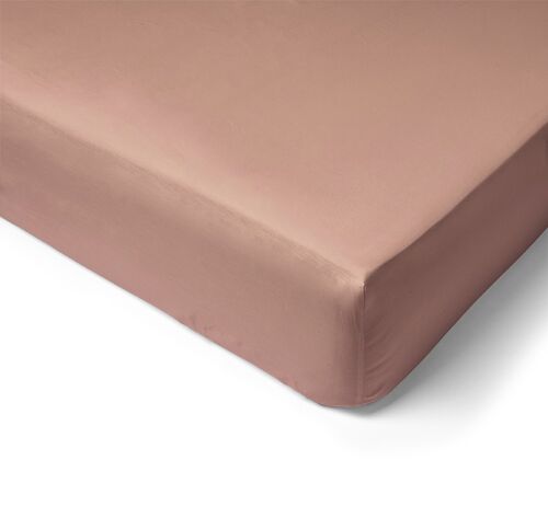 Drap housse Percale de Coton 80 Fils - 80x200 - Bonnet de 30cm - nude