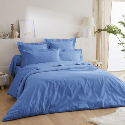 Drap plat uni Percale de Coton 80 Fils - 270x300 - pervenche