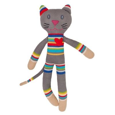 Cuddly toy cat Maxi knitted gray