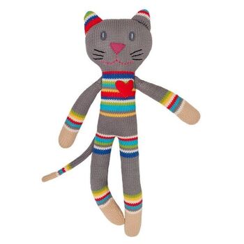 Peluche chat Maxi tricoté gris