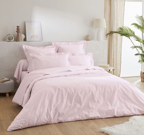 Drap plat uni Percale de Coton 80 Fils - 180x290 - Rose