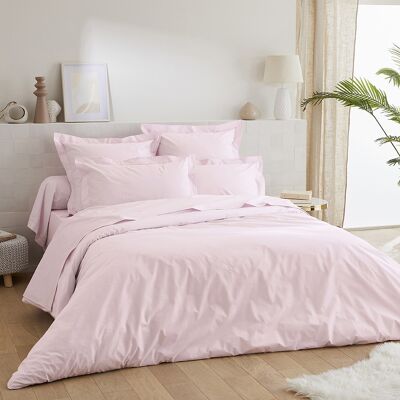 Drap plat uni Percale de Coton 80 Fils - 270x300 - Rose