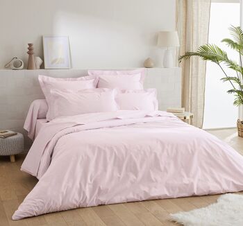 Lot de 2 Taies d'oreiller unies Percale de Coton 80 fils - 65x65 - Rose