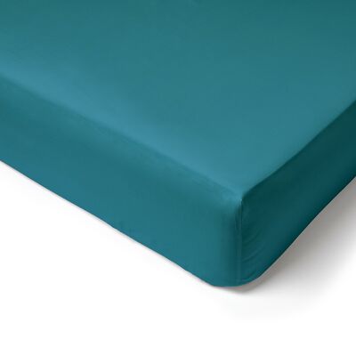 80 Thread Count Cotton Percale Fitted Sheet - 180x200 - 40cm Cap - petrol green