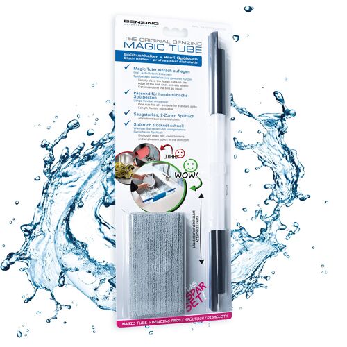 Benzing Water Technology Spültuchhalter für jedes Spülbecken Magic Tube Spar-Set mit Microfastertuch, Kunststoff, anthrazit