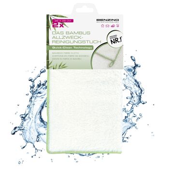 Benzing Water Technology 2x chiffon de nettoyage tout usage en bambou, torchon, durable, respectueux de l'environnement, durable, 28x28cm 1