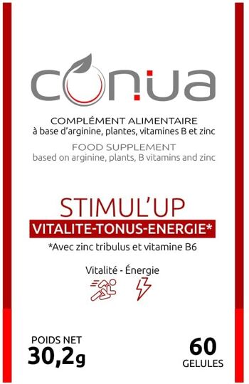 Stimul'up ® MACA + Arginine, Tribulus, Zinc plus Vitamine B1 B2 B6 Stimul Sport | VITALITÉ | TONUS | ÉNERGIE | Testostérone* Végan sans additif Conua qualité Française 5