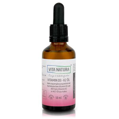 Vitamin D3 1000 IU + K2 20 mcg drops 50 ml Laboratory-tested quality, optimal combination and best bioavailability as vitamin oil to supplement with these important vitamins