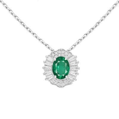 Silver 925 Decosette Natural Emerald (1.00ct) Necklace