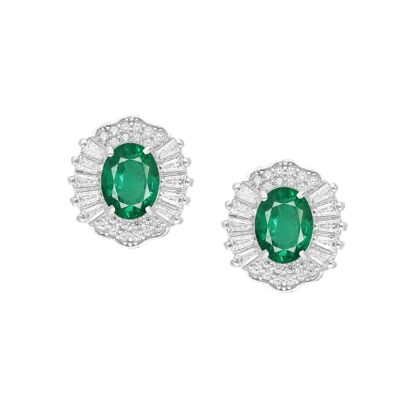 Silver 925 Decosette Emerald (2.00ct) Earrings