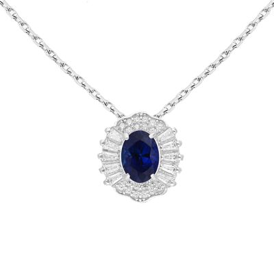 Silver 925 Decosette Natural Sapphire (1.00ct) Necklace