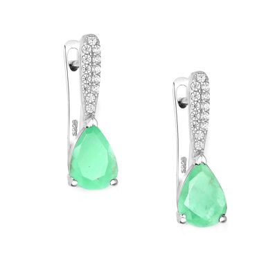 Silver 925 Desoir Natural Emerald (1.70ct) Earrings
