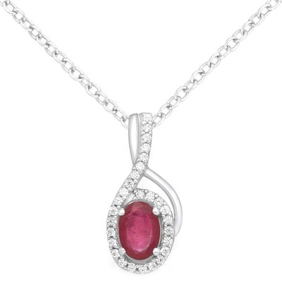 Collier en argent 925 avec rubis naturel goutte à goutte (1,00 ct)