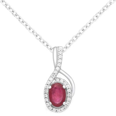 Silver 925 Drip Natural Ruby (1.00ct) Necklace