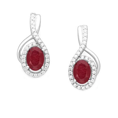 Silver 925 Drip Natural Ruby (2.00ct) Earrings