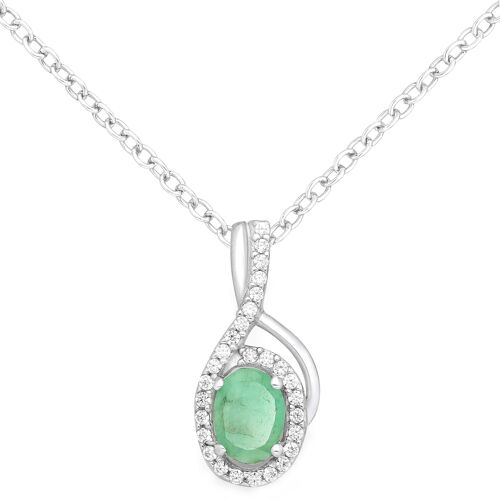Silver 925 Drip Natural Emerald (1.00ct) Necklace