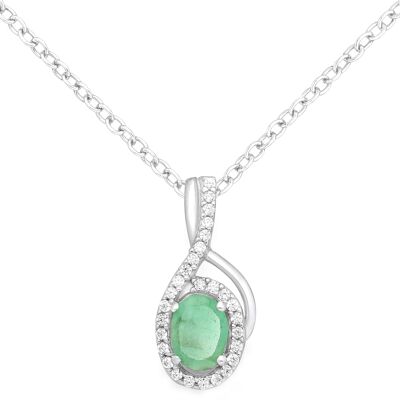 Silver 925 Drip Natural Emerald (1.00ct) Necklace